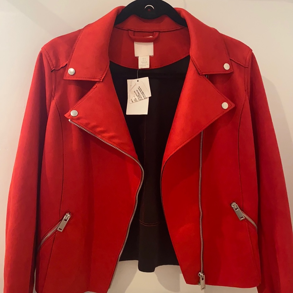 H&M red statement jacket US 8